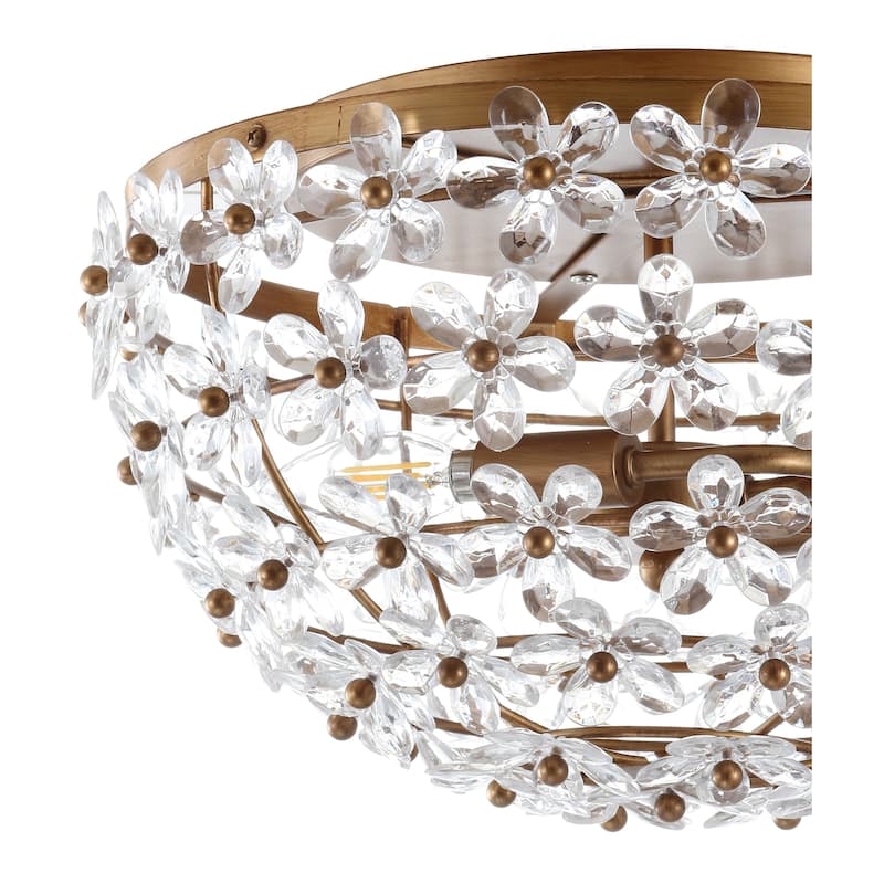 Coco 15.5" Metal/Acrylic LED Flush Mount, Antique Gold by JONATHAN Y