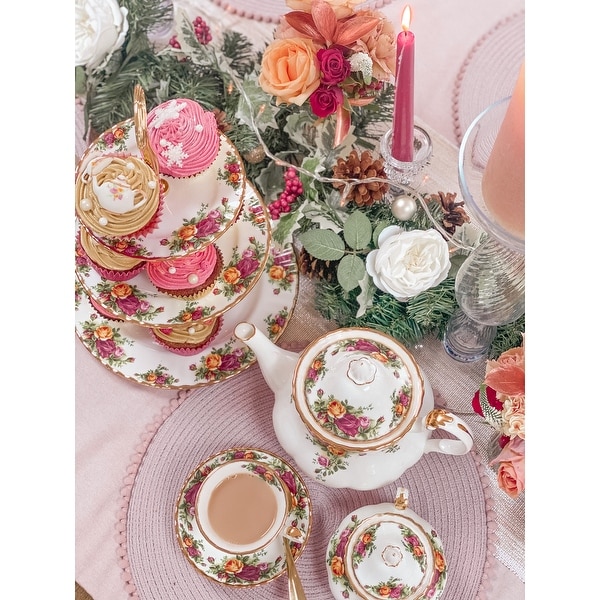 Royal Albert Old Country Roses Teapot, Sugar, Creamer, 3 Piece Set