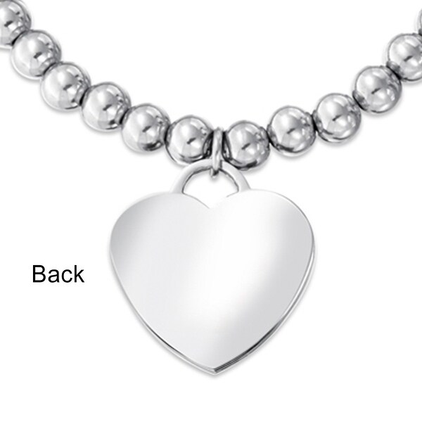 Bling Jewelry Engravable Heart Tag Charm Doctor Alert Medical ID Identification Bracelet for Women Silver Tone Stainless Steel