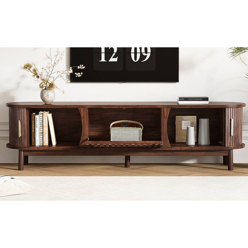 Charming Wood TV Stand with Storage and Stylish Finish for Living Room
