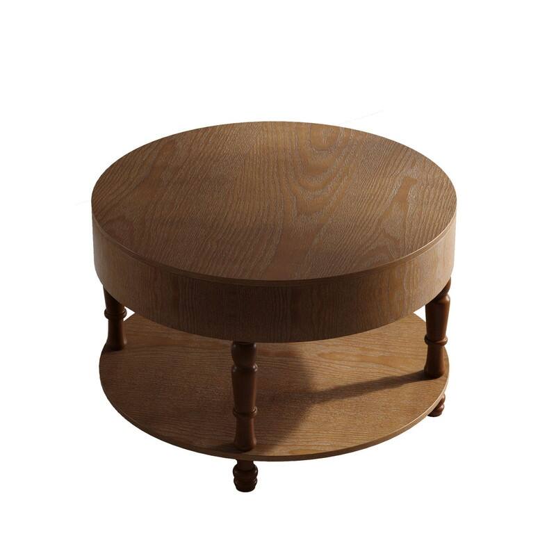 Modern Round Coffee Table with Dual Storage and Flip-Top Design for Living Room Organization