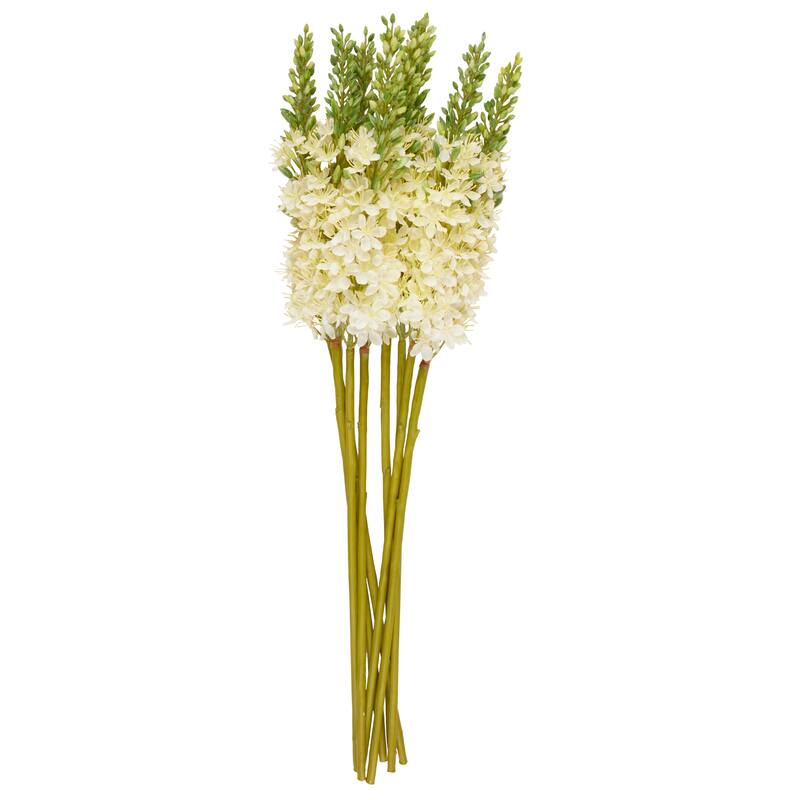 Faux Foliage Eremurus Tall Artificial Flower Stem - Set of 8 White - Roche River Decor