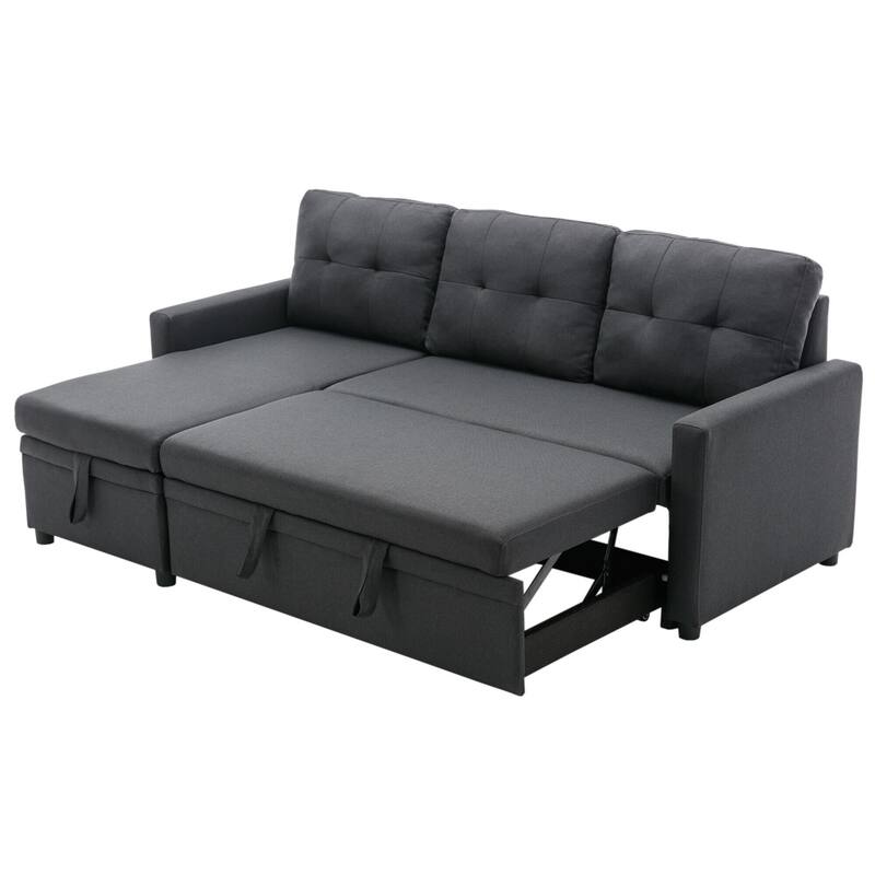 Tufted Convertible Corduroy/ Linen Modular Sectional Sofa with Storage Chaise