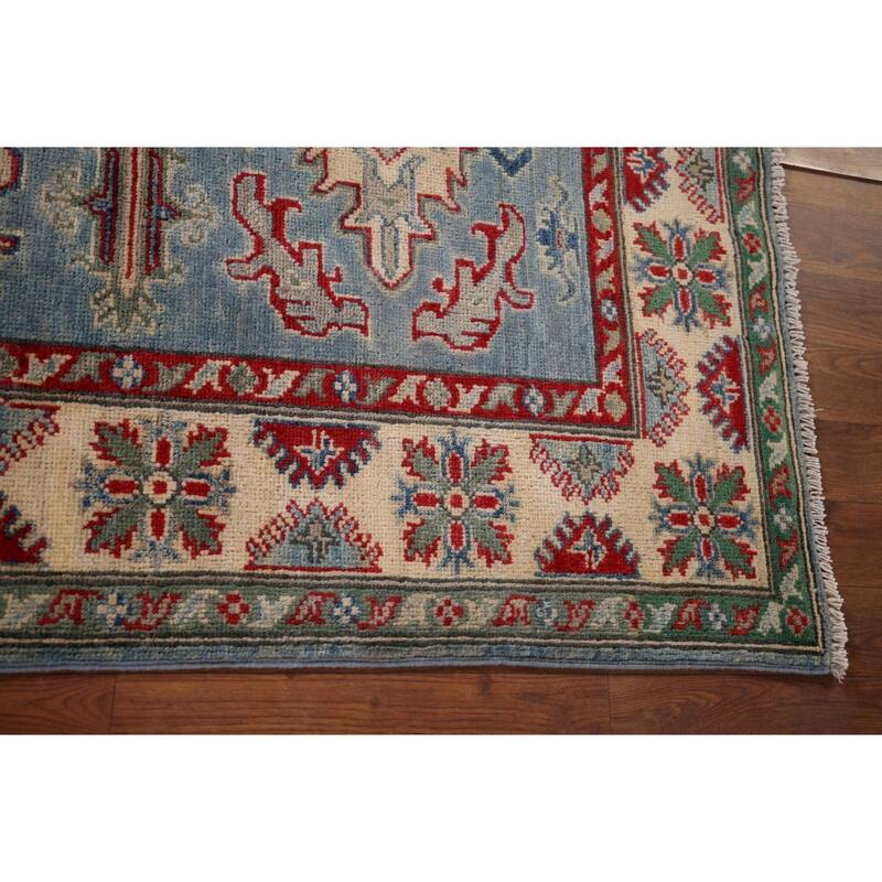 Light Blue Kazak Oriental Foyer Rug Handmade Wool Carpet - 4'1" x 5'11"