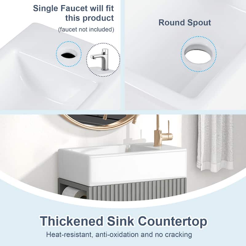 18.6" Bathroom Vanity with Sink,with Two-tier Shelf,Left or Right Orientation