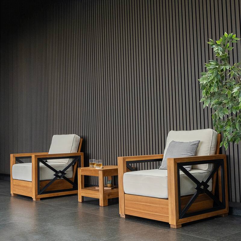 Cambridge Casual Provence 3-piece Teak Outdoor Conversation Set - Ivory