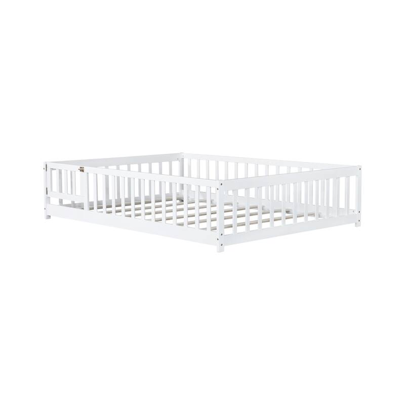 Floor Bed with Fence and Door,Perfect for Kids' Play,and Independence Promotion