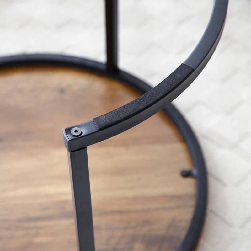 Versatile Nesting Coffee Table Set of 2 with Round Wooden Top and Metal Frame Base Modern Simple Side Table End Table Nightstand
