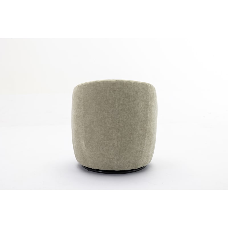 Chenille Fabric Swivel Accent Armchair Barrel Chair With Black Powder Coating Metal Ring