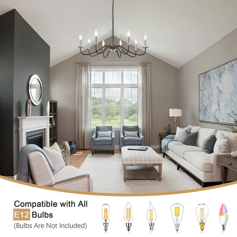 8-Light Farmhouse Candle Chandelier for Bedroom, Kitchen, Living Room and Foyer