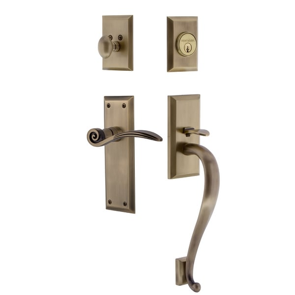 Nostalgic Warehouse NYKSWN_ESET_238_SG_LH New York Left Handed Sectional Single Cylinder Keyed Entry Handleset with S Grip and