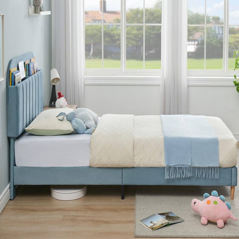 Twin/Twin XL/Full Size Bed Frame with Bookcase Headboard