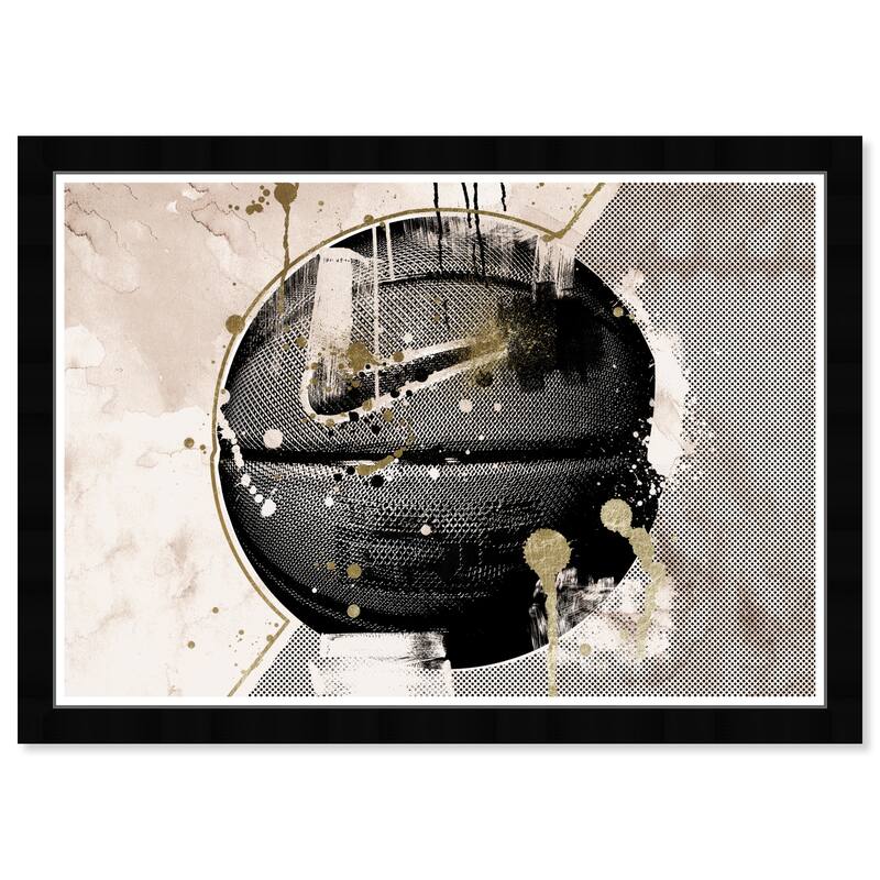 Wynwood Studio Prints Sports and Teams Tan and Gold Basketball Black and Modern & Contemporary Wall Art Canvas Print