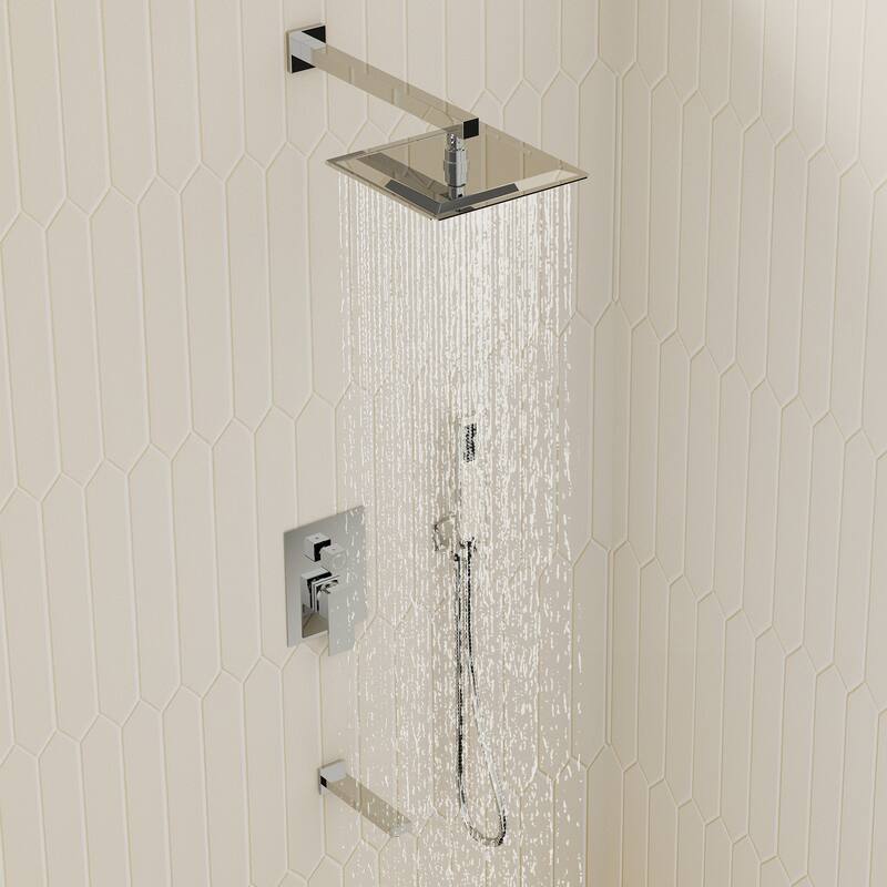 Wall Mounted Shower System Bathtub Facuet Set, High-Pressure 10" Rain Shower Head with Handheld