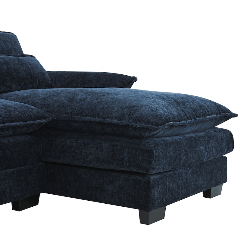Modern U-shaped Sectional Sofa with Waist Pillows 6-seat Upholstered Symmetrical Sofa Furniture