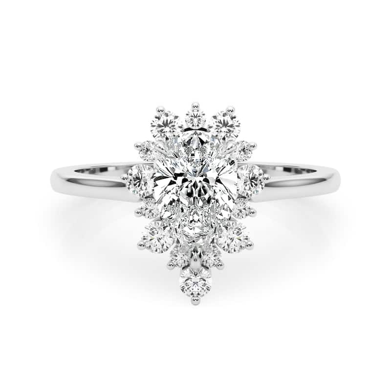 Auriya 14k White Gold Lab Grown Pear Diamond Halo Engagement Ring 0.50 to 5.00 ct. tw. (F-G VS)