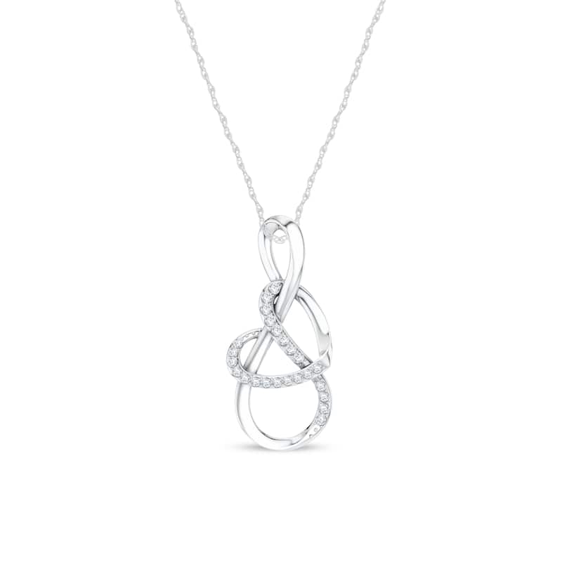 1/10ct TDW Diamond Infinity Heart Pendant Necklace in 10K Gold for Women - White