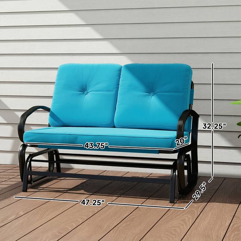 Outsunny Outdoor Glider Bench, 2-Person Patio Rocker Loveseat with Tufted Cushions, Steel Frame for Porch, Garden Backyard, Gray