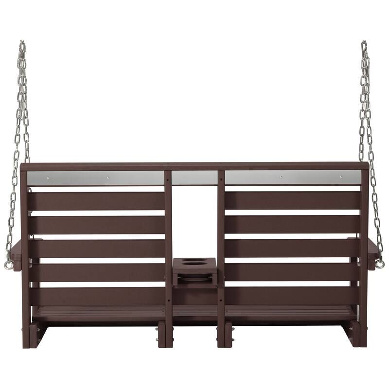 Nashville Poly 54 Inch Porch Swing with Folding Cup Holder