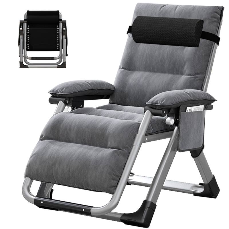 DoCred Zero Gravity Chair, Folding Adjustable Patio Lounge Chair - Grey-3