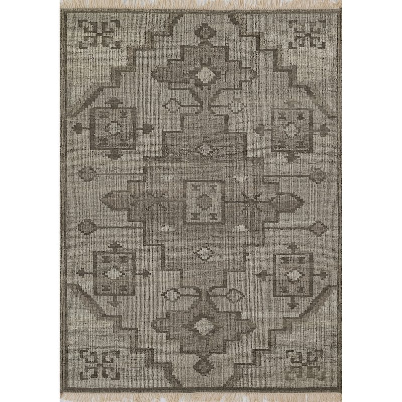 Momeni Bristol Medallion Hand Woven Wool and Cotton Natural Area Rug - 5' X 8' - Natural - Rectangle