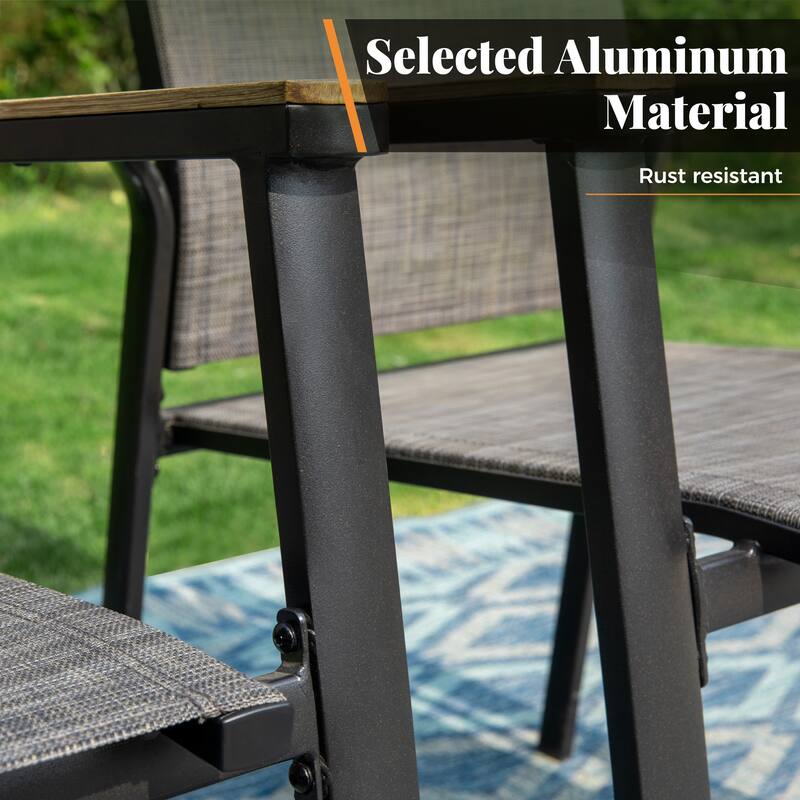 MAISON ARTS 7 Pieces Dining Set, 6 Aluminium Stackable Dining Chairs and a Metal Table