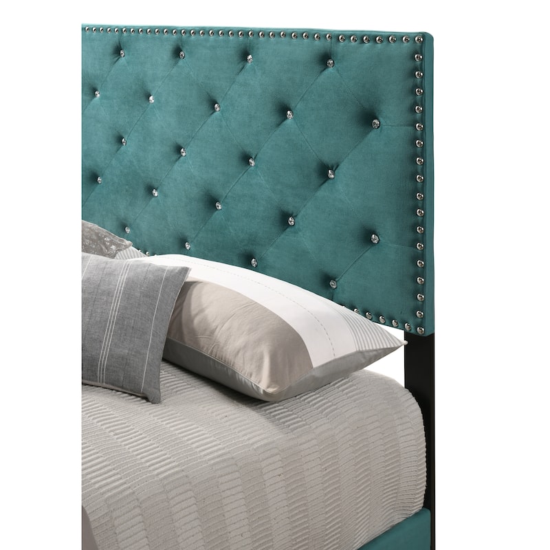 Full Size Velvet Platform Bed with Easy Assembly and Timeless Design