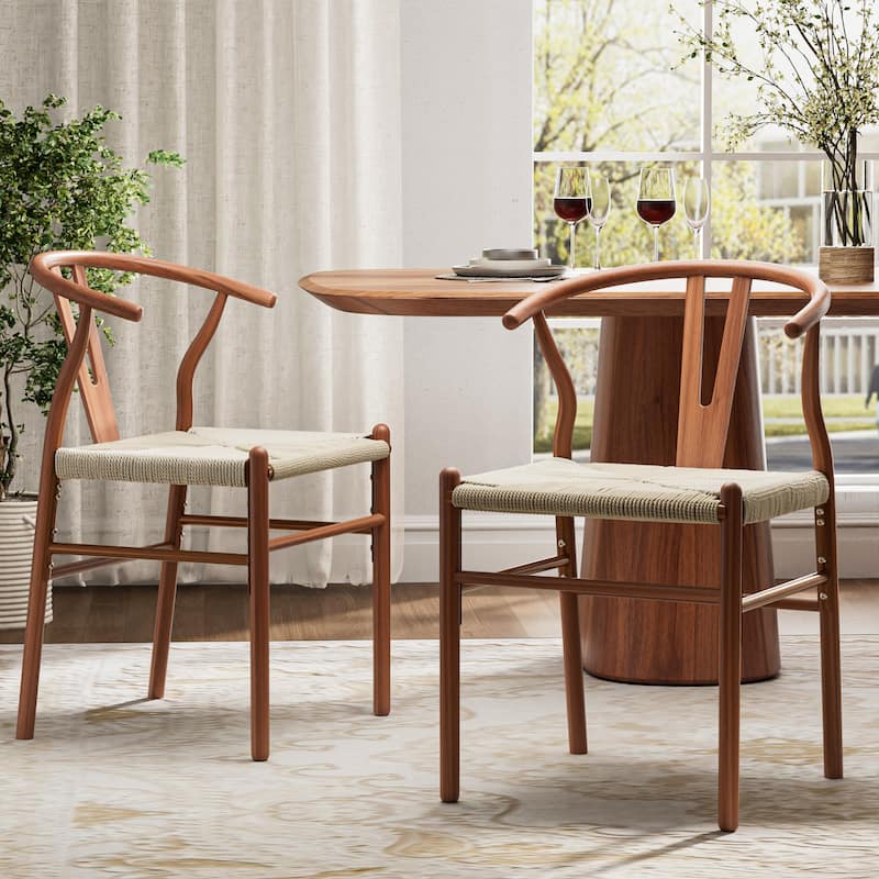 Set of 2 Handwoven Boho Dining Chairs