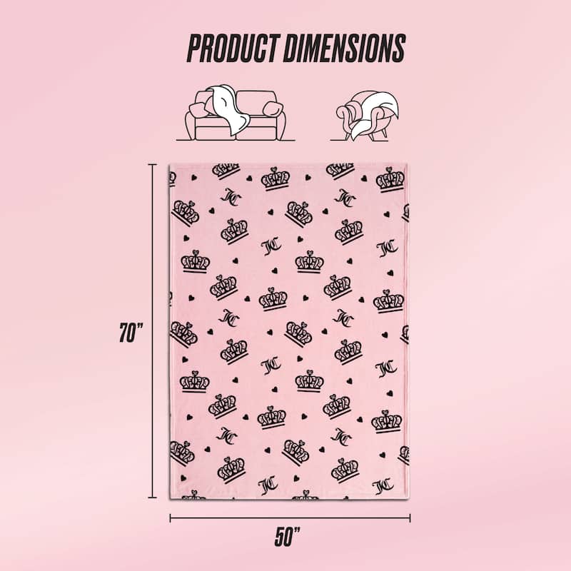 Juicy Couture Printed Plush Throw Blankets