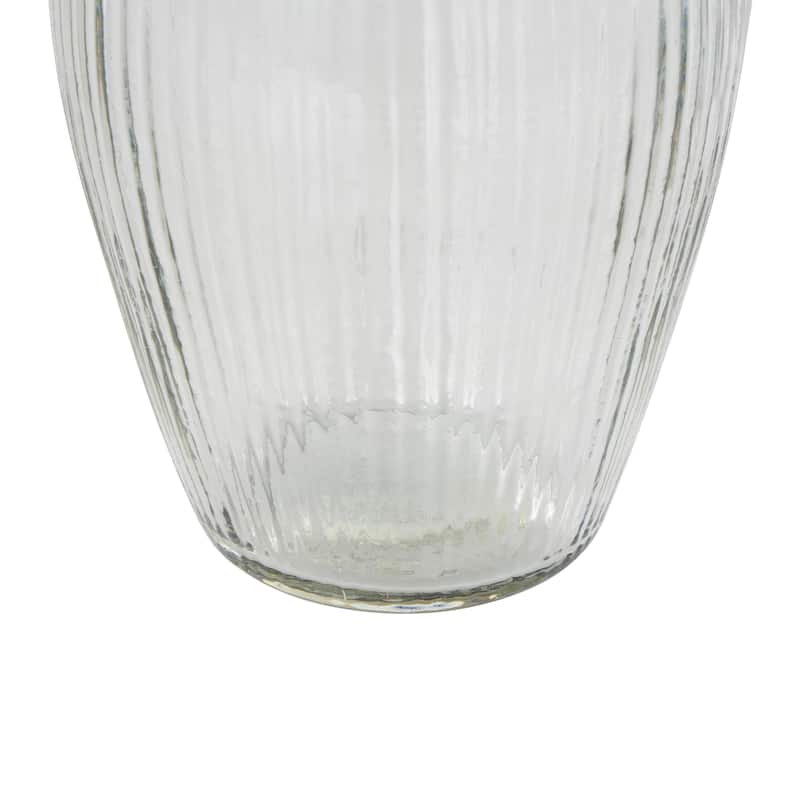 Glass Ribbed Fluted Vase - Clear - Roche River Decor
