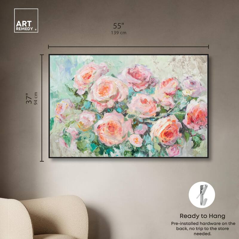 Cabbage Rose Charm Canvas by Art Remedy