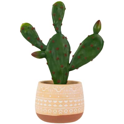 real touch™ artificial green and red potted floral cactus 9.5"