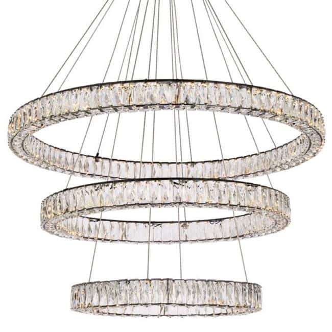 Elegant Lighting 3503G41L Monroe 41" Wide LED Crystal Ring Chandelier - Black