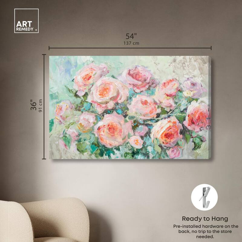 Cabbage Rose Charm Canvas by Art Remedy, Gallery Wrapped