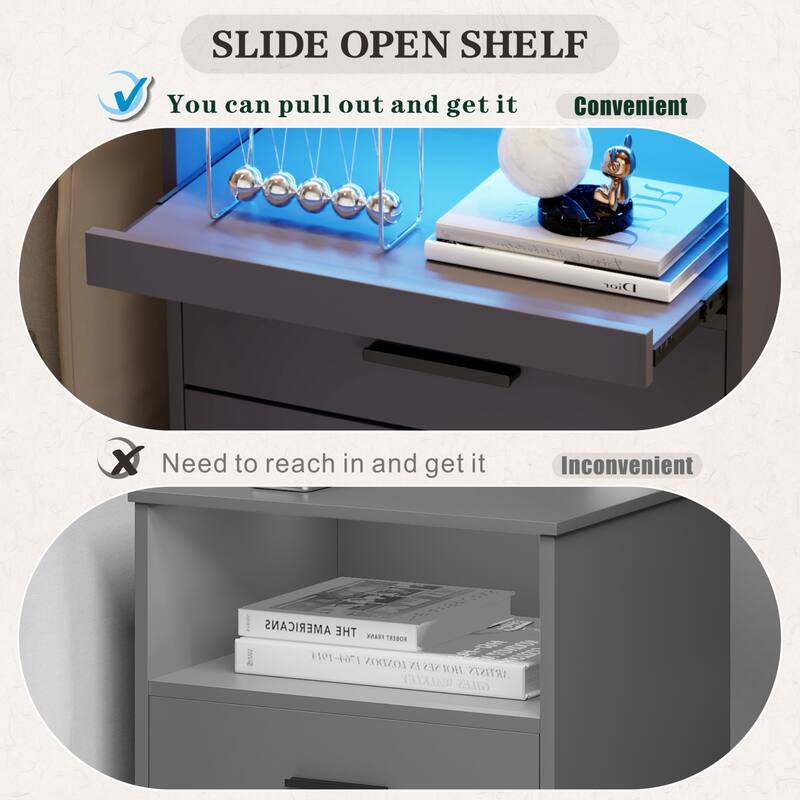 3 Drawer Nightstand With Light
