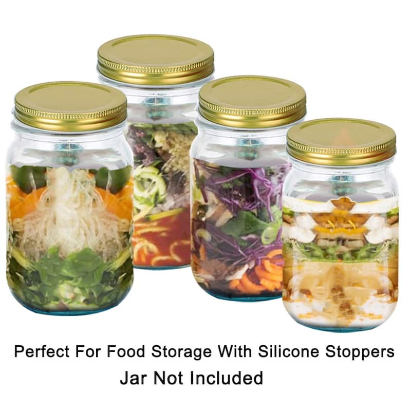 10 Pack Metal Wide Mouth Mason Jar Lids with Sealing Rings - Gold Tone - 10pcs