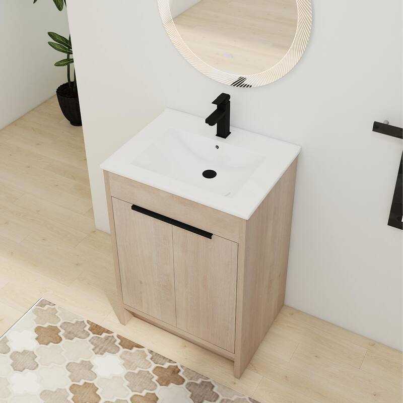 ARTCHIRLY 24/30/36 Inch Bathroom Vanity with Sink, Freestanding Bathroom Vanity with 2 Soft Close Doors and Adjustable Shelf
