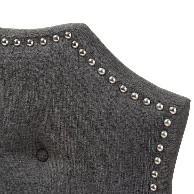 Modern Dark Grey Fabric King Size Headboard with Button Tufting, Soft Upholstery, Adjustable Height Wood Posts