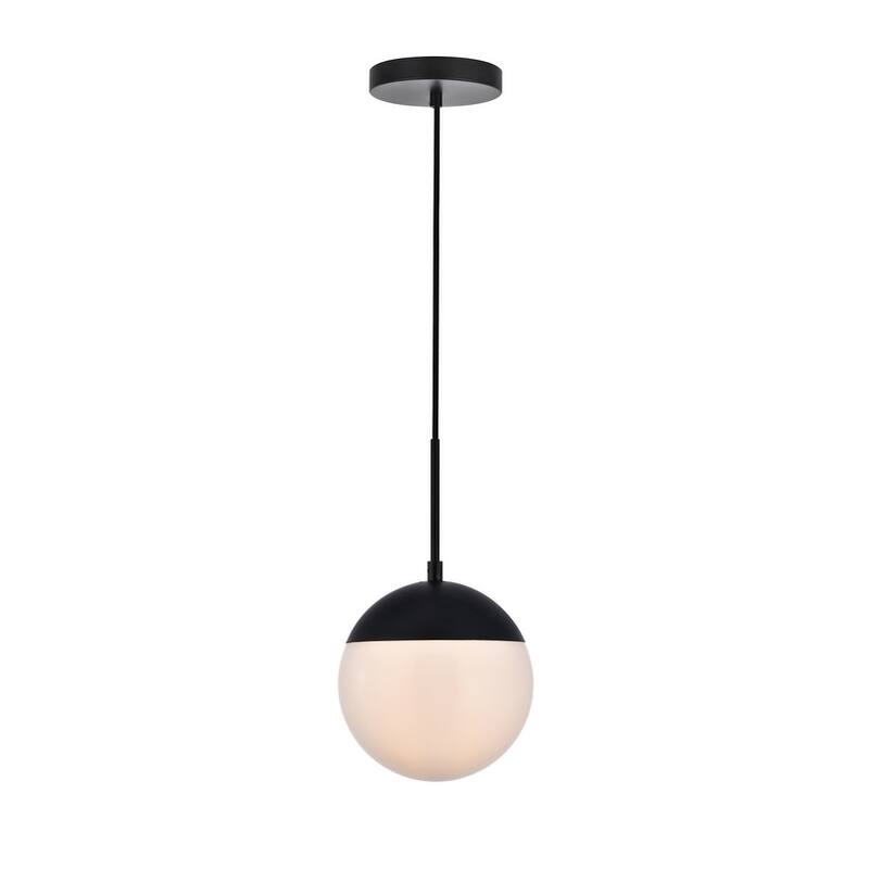 Frosted White Glass 1-Light 8-inch Pendant