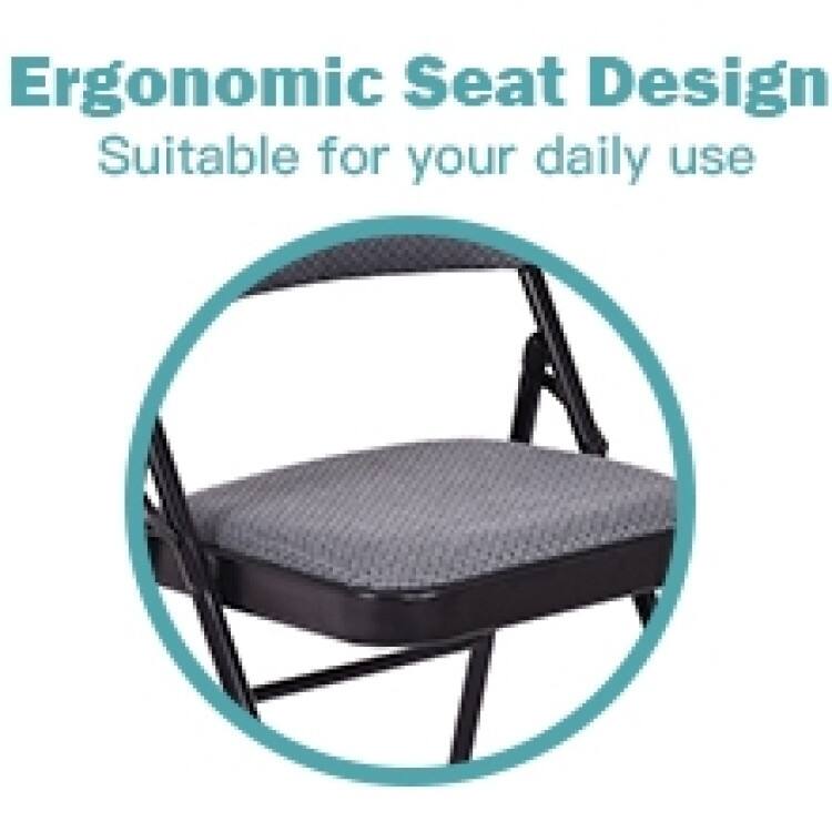 Black Fabric Upholstered Folding Chairs with Padded Seat and Sturdy Metal Frame - 18" x 20" x 30"