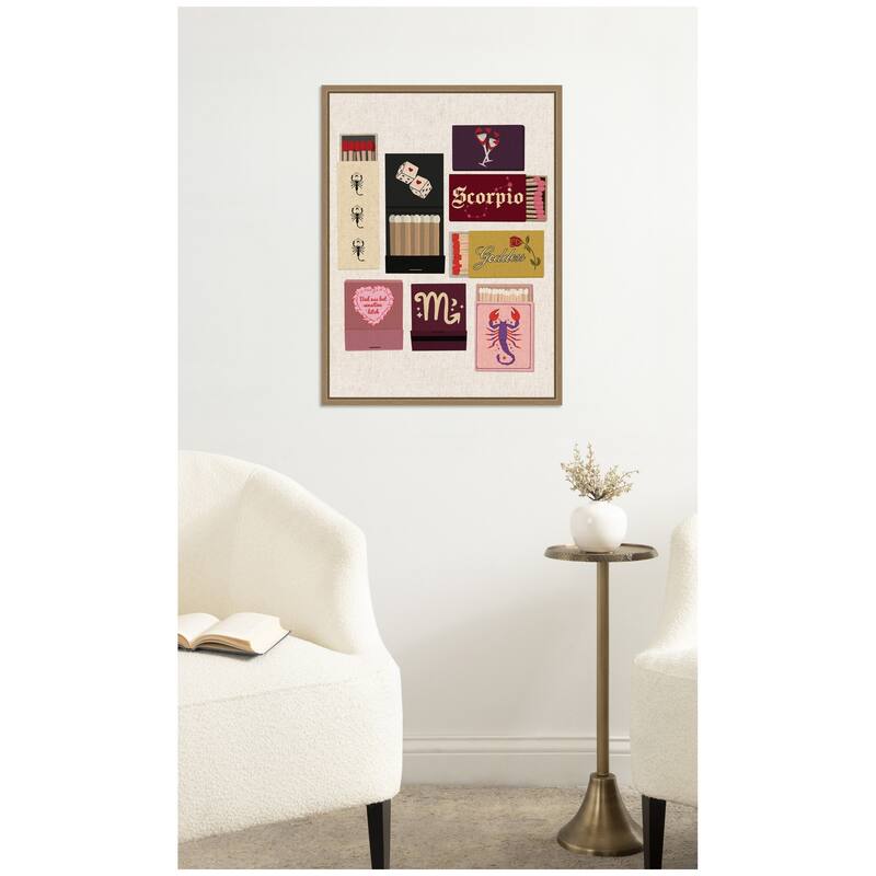 Kate and Laurel Scorpio Matchbooks Linen FC by Megan Ryan Framed Canvas Wall Art Print