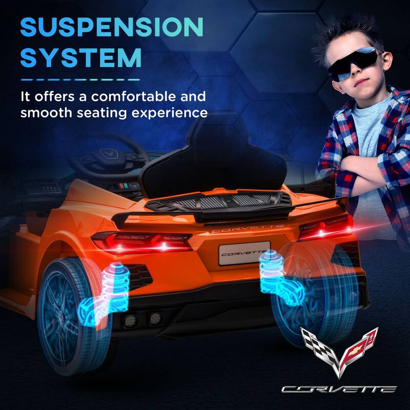 12V Chevrolet Corvette Licensed Electric Ride-On Car for Kids with Remote Control, Music, Toddler Ride On Car for 3-6 Years