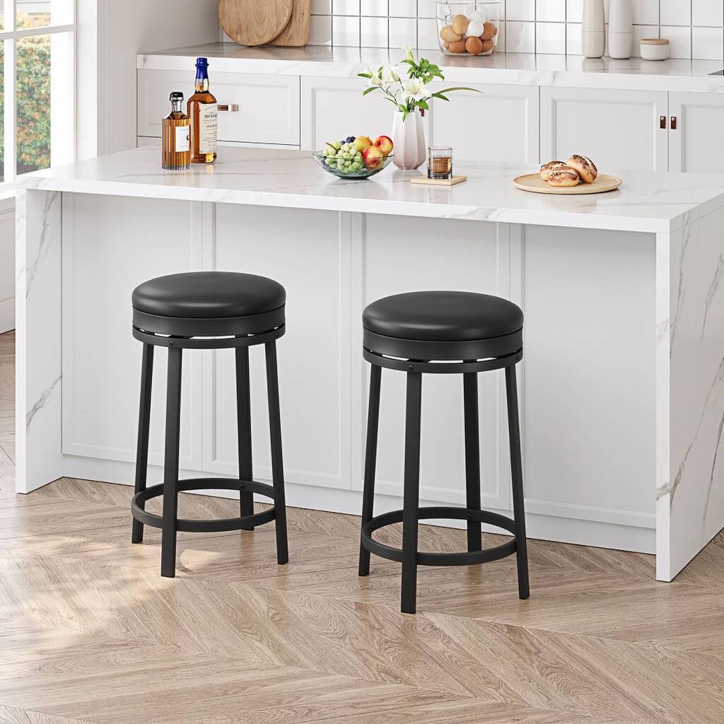 Round Counter Swivel Bar Stools for Dining Room, Home Bar - N/A