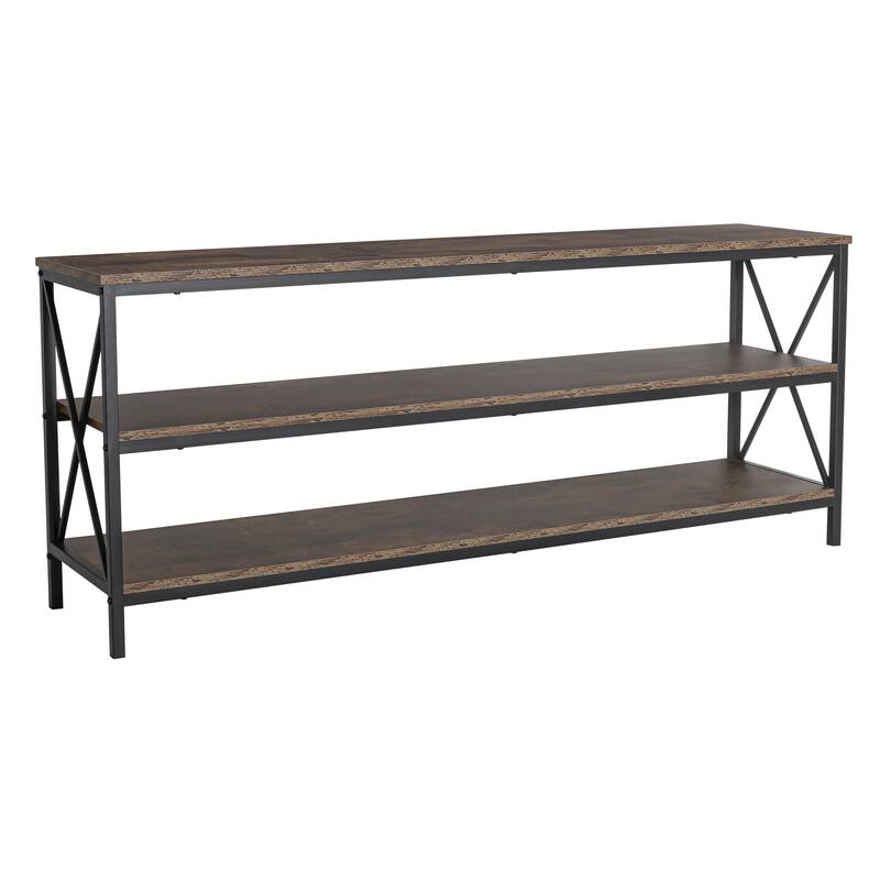 Industrial 57.8-Inch Wide Wood TV Stand Media Console