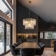 preview thumbnail 11 of 14, 20 in. Gold Modern Glass Chandelier 5-Light Glam Dimmable Pendant Light Fixture for Dining Room