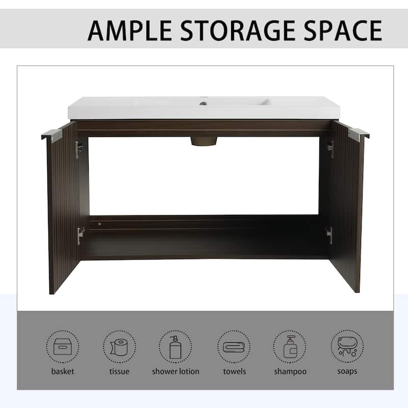Bathroom Vanity With Sink In 24/30/36 Inch, Floating Bathroom Vanity With Soft Close Door