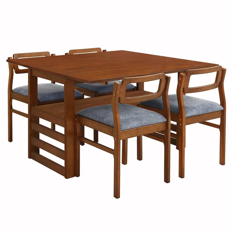 5PCS Extendable Wood Dining Table Set