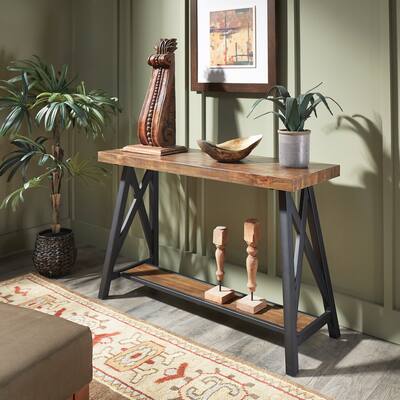 Bryson Rustic X-Base Sofa Entryway Table by iNSPIRE Q Classic