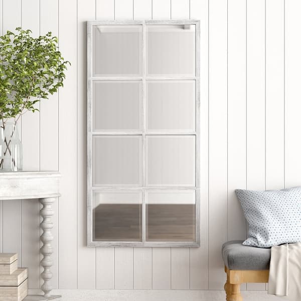 Allan Andrews Hand Applied Distressed White Metal Windowpane Framed