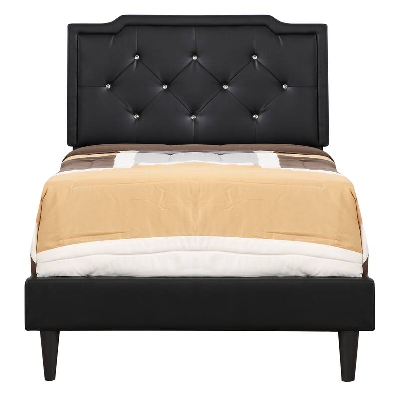 Black Twin Bed with Casual Transitional Design, Sleek Finish and Sturdy Frame for Kids' Rooms, Guest Rooms or Small Spaces